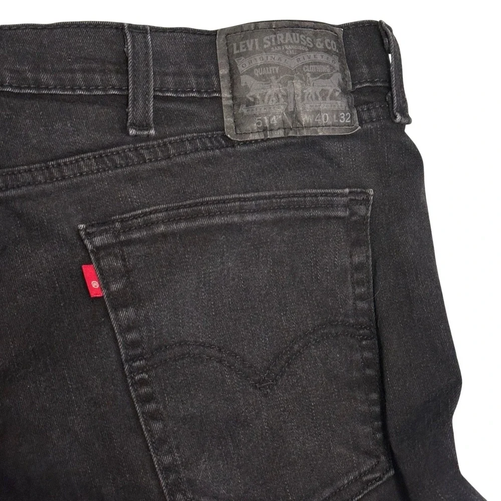 Levis 514 Straight‎ Fit Jeans Mens W40 L32 Faded Black Denim Pants 00514-0403